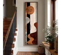 XBTYKPB Estampado de estilo botánico vintage, pintura de naturaleza en colores neutros, lienzo abstracto alto y estrecho, decoración moderna en tonos tierra (60x180cm/sin marco)