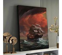 XBTYKPB Estampado de velero sobre lienzo, arte mural en lienzo, conjunto de cuadros para pared, arte mural de gran formato, pósteres y láminas en lienzo enmarcados (70x100cm/marco interior)