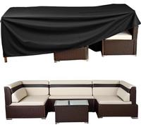 XBTYKPB Funda para muebles de jardín de 135 x 135 x 100 cm, tela Oxford 210D resistente, impermeable, resistente al viento, anti-UV, rectangular, funda protectora para mesa de jardín, sofá