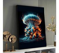 XBTYKPB Furia del océano: Medusas etéreas entre las olas - Lámina artística de vida marina, pósteres de arte animal para decoración (50x75cm/sin marco)