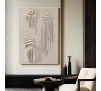 XBTYKPB Gran pintura con textura 3D beige, lienzo abstracto con yeso, arte mural wabi sabi, lienzo minimalista de 30 x 45 cm sin marco