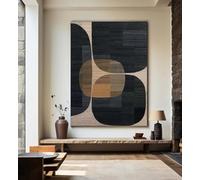 XBTYKPB Gran pintura con textura 3D beige, pintura abstracta sobre lienzo, arte mural wabi sabi, decoración de pared minimalista moderna de 50 x 70 cm con marco.