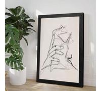 XBTYKPB Impresión en lienzo de arte mural con retrato de línea abstracta, pósteres, pareja romántica, ilustración art déco, orientación retro clásica, 60 x 80 cm, sin marco