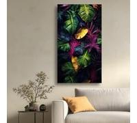 XBTYKPB Impresión en lienzo de hojas tropicales, arte mural con follaje, impresión botánica neutra, decoración minimalista, pintura con ilustración de hojas (70 x 110 cm/sin marco)