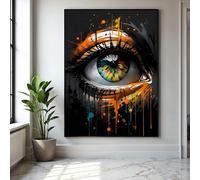 XBTYKPB Lienzo abstracto de ojos para pared, pintura de ojos coloridos, decoración moderna con goteo, decoración contemporánea para el hogar, lienzo impreso (50 x 70 cm/sin marco)