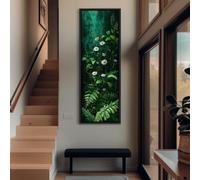 XBTYKPB Lienzo con helecho verde alto y estrecho, arte botánico vertical alargado, lámina decorativa de bosque delgada, ilustración de planta vintage (20x60cm/sin marco)