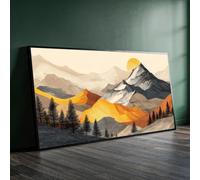 XBTYKPB Lienzo con majestuosa cordillera, paisaje al amanecer para pared, silueta de bosque otoñal, pintura de escena natural, decoración del hogar (70x110cm/sin marco)