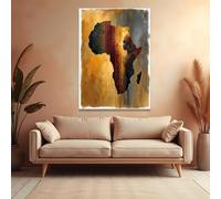 XBTYKPB Lienzo con silueta del continente africano, perfil de mujer tribal, arte mural, estampado étnico, decoración cultural, pintura patrimonial (21x30cm/sin marco)