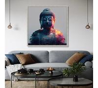 XBTYKPB Lienzo de Buda para pared, decoración abstracta de estatuas espirituales, imágenes para salas de meditación, arte zen contemporáneo para decoración del hogar (70 x 70 cm/sin marco)