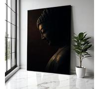 XBTYKPB Lienzo de estatua de Buda Tranquilo, arte mural espiritual, decoración de meditación zen, pósteres en tonos oscuros y tranquilos, impresiones inspiradoras (80 x 120 cm/sin marco)