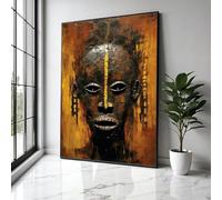 XBTYKPB Lienzo de figura tribal africana para pared, pintura facial étnica abstracta, decoración cultural para el hogar, impresión de imágenes rústicas modernas (60 x 90 cm/sin marco)