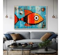 XBTYKPB Lienzo de peces naranja brillante, arte mural de animales marinos, pintura de vida marina, ilustración de peces coloridos, decoración del hogar, impresión (40 x 60 cm/sin marco)