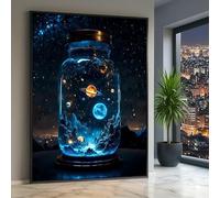 XBTYKPB Lienzo de tarro cósmico, arte mural del sistema solar, lienzo de galaxia espacial, decoración del hogar con escenas planetarias, lienzos del universo (40 x 60 cm/sin marco)