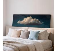 XBTYKPB Lienzo vintage de nubes, arte de pared horizontal, arte de pared ancho para dormitorio, impresión azul medianoche, pintura de mediados de siglo (65 x 195 cm/sin marco)