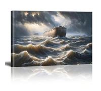 XBTYKPB Pintura en lienzo de un barco pesquero en un mar tormentoso, impresiones inspiradoras, pósteres para sala de estar, baño y dormitorio contemporáneos, 40 x 60 cm, sin marco.