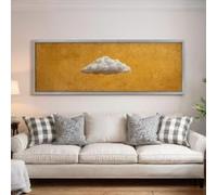 XBTYKPB Pintura surrealista de nubes, arte de pared panorámico amplio, lienzo horizontal largo, arte minimalista de gran tamaño, decoración para sala de estar (35 x 105 cm/marco interior)