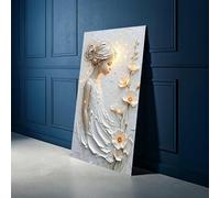 XBTYKPB Póster de chica etérea con flores en lienzo, arte mural, tonos neutros, decoración del hogar inspirada en cuentos de hadas, elegante pintura en lienzo (60 x 105 cm/sin marco)