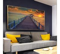 XBTYKPB Pósteres con impresiones de paisajes de nubes y puentes al atardecer, cuadros en lienzo para decoración del hogar, arte de pared para sala de estar, 90 x 180 cm, sin marco