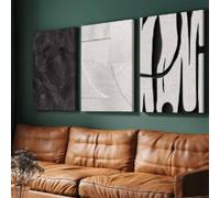 XBTYKPB Pósteres minimalistas en lienzo con impresiones en blanco y negro y gris, impresiones planas 2D, arte abstracto para pared, para sala de estar y dormitorio, 60 x 90 cm x 3 cm, con marco.