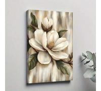 XBTYKPB Pósters e impresiones de arte mural: Magnolia en flor, hojas verdes naturales, estilo impresionista, pintura al óleo, lienzo, póster, 40 x 60 cm, con marco.
