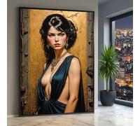 XBTYKPB Retrato de mujer elegante, lienzo para pared, decoración vintage glamurosa, impresión de ilustración, decoración de lujo para el hogar, pósteres en lienzo (70 x 100 cm/marco interior)