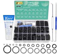 XBVV 1140 Uds O Ring Surtido y 1oz Kit de Grasa de Silicona para Fontanero Grifo Presión Lavadora Reparación, Sanitaria Goma O-Rings Lubricante, 21 Tamaño