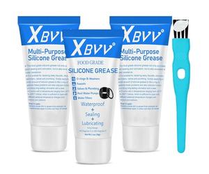 XBVV Silicona de grado alimenticio lubricante fontanero grasa para grifo impermeable piscina filtro O anillo 3-Pack 1 oz tubo con cepillo
