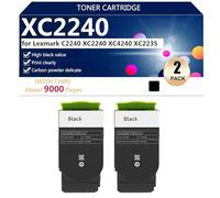 XC2240 Cartuchos deTóner Compatibles para Lexmark C2240 XC2240 XC4240 XC2235 Impresoras, de Alto Rendimiento 9000 Páginas,Black-2 Pack