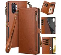 XcaseBar para Samsung Galaxy Note 10 Plus Billet Case con Toser de tarjeta de crdito Zipper Bloqueo de RFID? Flip Folio Book PU Caja de cuero de c