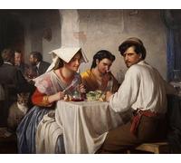 XcBAIHOUD Famoso Abstracto Cuadro Pinturas Murales in un'osteria romana di Carl Heinrich Bloch para la Decoración del Hogar de la Oficina 60x90cm