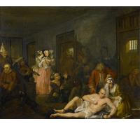 XcBAIHOUD Famoso Abstracto Cuadro Pinturas Murales Rake's Progress VIII the Rake in Bedlam di William Hogarth para la Decoración del Hogar de la Oficina 60x90cm