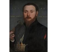 XcBAIHOUD Famoso Abstracto Cuadro Pinturas Murales Ritratto di un nobile con un falco di Hans Holbein il Giovane para la Decoración del Hogar de la Oficina 60x90cm