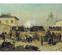 XcBAIHOUD Famoso Figura Pintura Famosos Cuadros la battaglia di Villejuif Assedio di Parigi di Jean Baptiste Edouard Detaille para la Decoración del Hogar de la Oficina 60x90cm