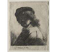 XcBAIHOUD Famoso Lienzo con Imagen Impresion Lienzo Autoritratto e sciarpa con il volto scuro: busto di Rembrandt Van Rijn para la Decoración del Hogar de la Oficina 60x90cm