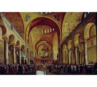 XcBAIHOUD Famoso Lienzo con Imagen Impresion Lienzo la Presentazione del Nuovo Doge al Popolo nella Basilica di San di Gabriele Bella para la Decoración del Hogar de la Oficina 60x90cm