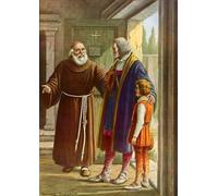 XcBAIHOUD Famoso Lienzo con Imagen Impresion Lienzo la Rabida che accoglie Cristoforo Colombo e il suo giovane figlio di Tancredi Scarpelli para la Decoración del Hogar de la Oficina 60x90cm