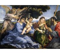 XcBAIHOUD Famoso Lienzo con Imagen Impresion Lienzo Lady col Bambino tra le Sante Caterina d'Alessandria e di Famoso Artista para la Decoración del Hogar de la Oficina 60x90cm