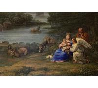 XcBAIHOUD Famoso Lienzo con Imagen Impresion Lienzo Paesaggio con il riposo durante la fuga in Egitto di Claude Lorrain para la Decoración del Hogar de la Oficina 60x90cm