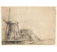 XcBAIHOUD Famoso Lienzo Imagen Lienzo Murales il mulino a vento di Rembrandt Van Rijn para la Decoración del Hogar de la Oficina 60x90cm