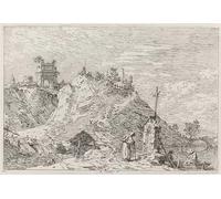 XcBAIHOUD Famoso Lienzo Imagen Lienzo Murales Paesaggio con pellegrino in preghiera del Canaletto para la Decoración del Hogar de la Oficina 60x90cm