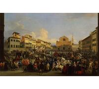 XcBAIHOUD Famoso Lienzo Imagen Lienzo Murales Piazza Santa Croce a Firenze Durante il Carnevale di Famou Painter para la Decoración del Hogar de la Oficina 60x90cm