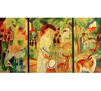 XcBAIHOUD Famoso Lienzo Imagen Lienzo Murales Trittico Great Zoological Garden di August Macke para la Decoración del Hogar de la Oficina 60x90cm