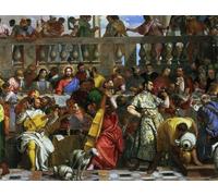XcBAIHOUD Famoso Mural Pintura Cuadros Popular le Nozze di Cana Particolare dei Musici e dei Cani di Paolo Veronese para la Decoración del Hogar de la Oficina 60x90cm