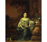 XcBAIHOUD Famoso Mural Pintura Cuadros Popular Ritratto di una signora seduta in un giardino con il suo cane di Jan Weenix para la Decoración del Hogar de la Oficina 60x90cm