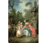 XcBAIHOUD Famoso Mural Pintura Cuadros Popular una dama e un gentiluomo in giardino con due bambini di Nicolas Lancret para la Decoración del Hogar de la Oficina 60x90cm