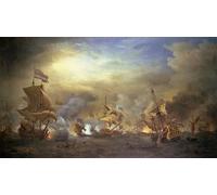 XcBAIHOUD Pinturas Famosas Abstracto Cuadro Pinturas Murales la Battaglia del Texel Kijkduin di Willem Van De Velde il Giovane para Regalo 60x90cm