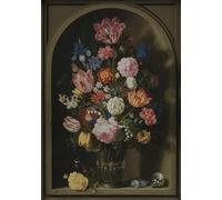 XcBAIHOUD Pinturas Famosas Figura Pintura Famosos Cuadros Bouquet di fiori in una nicchia di pietra di Ambrosius the Elder Bosschaert para Regalo 60x90cm