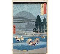 XcBAIHOUD Pinturas Famosas Lienzo con Imagen Impresion Lienzo Piantagione di riso nella provincia di Hoki con una veduta in lontananza di O-yama di Utagawa Hiroshige para Regalo 60x90cm