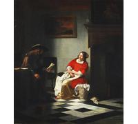 XcBAIHOUD Pinturas Famosas Lienzo con Imagen Impresion Lienzo un gentiluomo che legge una lettera a sua moglie di Pieter De Hooch para Regalo 60x90cm