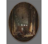 XcBAIHOUD Pinturas Famosas Lienzo Imagen Lienzo Murales Coppia di dipinti Il colonnato di San Pietro durante il conclave e la grotta di Hubert Robert para Regalo 60x90cm